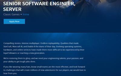 暴雪招聘資深軟件工程師，暗黑破壞神2重制版或即將啟動(dòng)